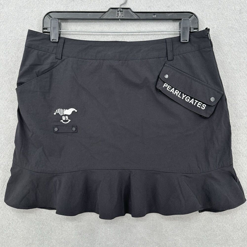 Golf Skort Pearly Gates Womens US 12 Pickleball Black Ripstop Skirt/Shorts EUC